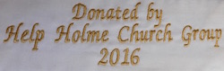 Legend on reverse of new altar frontal. - Photo Tony Foster