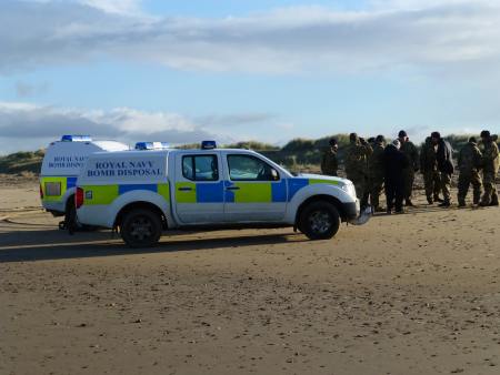 Bomb disposal team on Holme-next-the-Sea beach - Photo Tony Foster