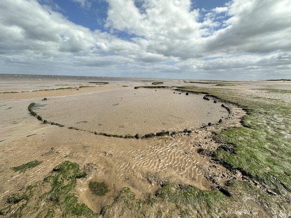 Seahenge II, Holme-next-the-Sea beach. Photo by Steve King - 2nd July 2003