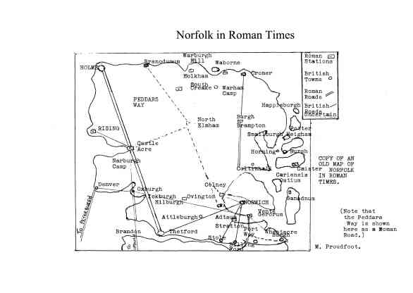 Map of Norfolk in Roman Times