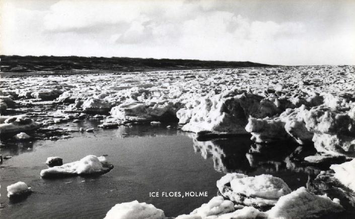Frozen coastline at Holme 1963