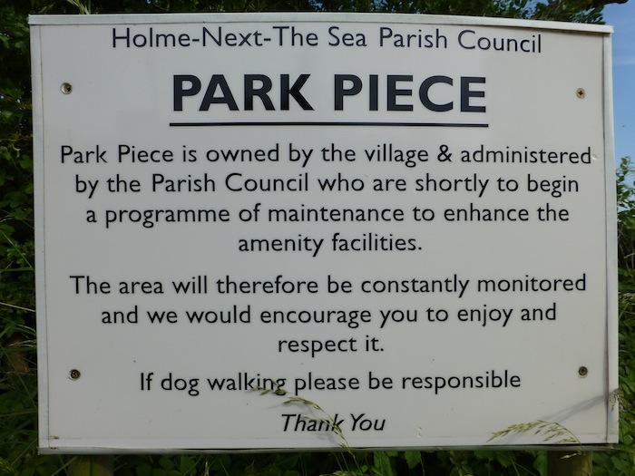 Sign placed by Parish Council