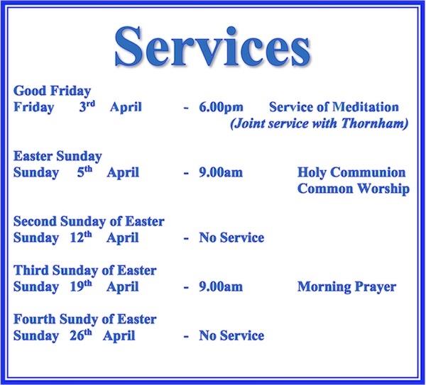 St. Mary's Church Services April schedule