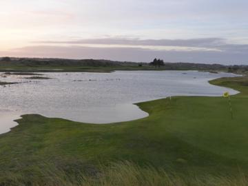 Flooded golf course fairway
