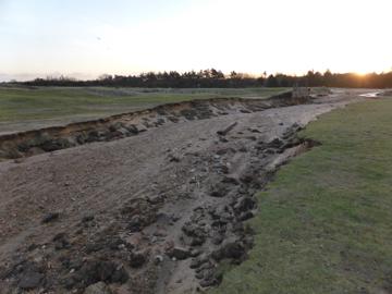 Sand and soil washed away