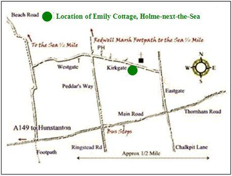 Map showing location of Emily Cottage