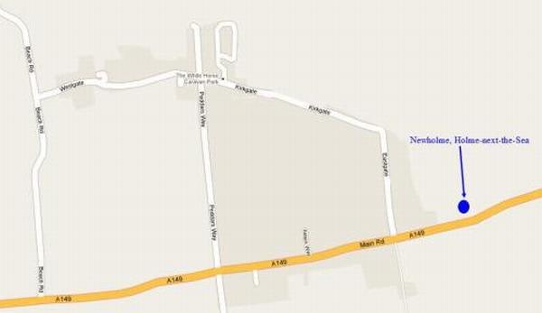 Map showing location of Newholme Cottage