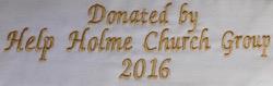 Legend on reverse of new altar frontal