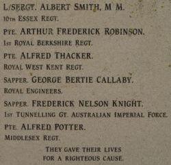 War Memorial inscription on the south side